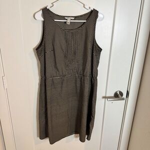 MANGO Dot Print‎ Sleeveless Dress Women's M Black Beige Casual